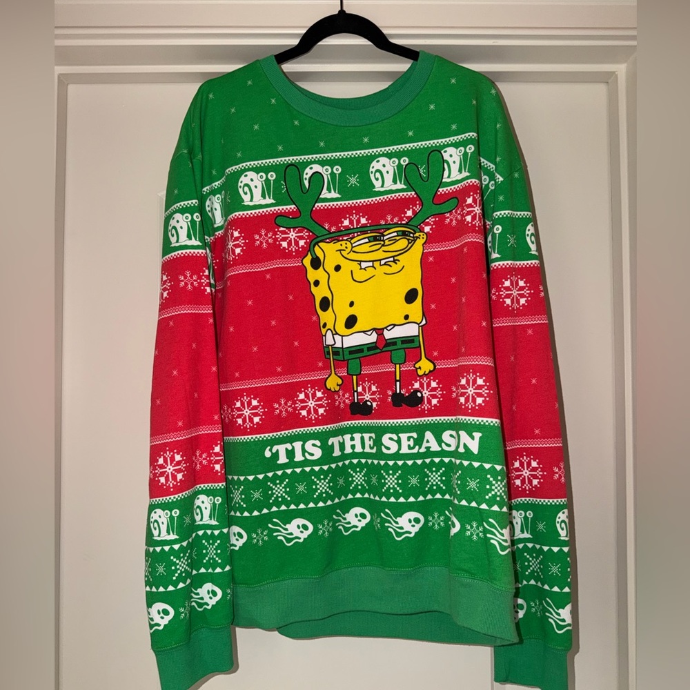 Brand new never worn SpongeBob Squarepants Green and Black Logo Crewneck